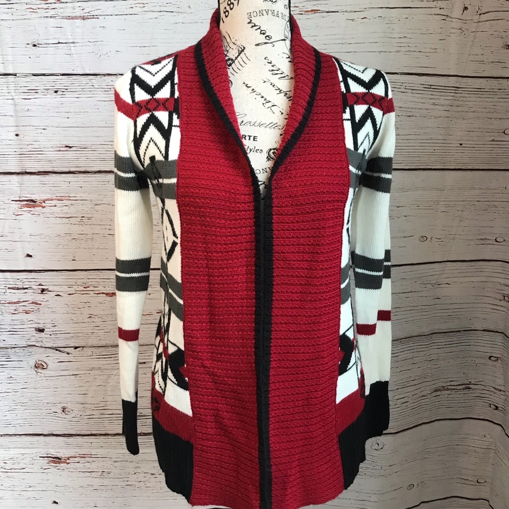 Woven heart cardigan sweater